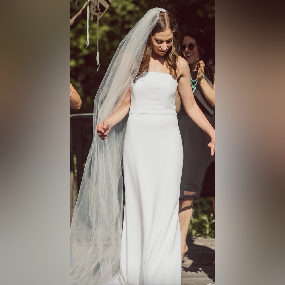 Alyssa Kristin Scarlet Dress// Stretch Crepe Strapless Gown View 3